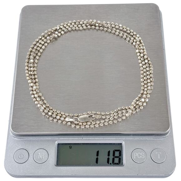 IBB Ball Bead Chain Necklace | Italian Vintage Sterling Silver 925 | 40" - Picture 4 of 4